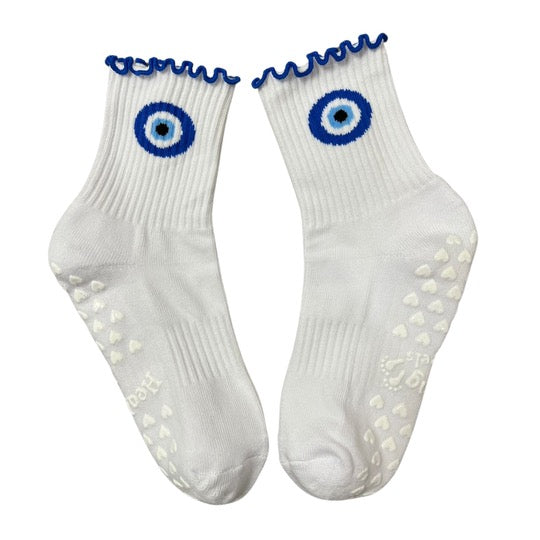 SINGER22 Exclusive Healing Heels Evil Eye Ruffle Socks