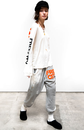 FREE CITY POCKET BLEACH/PAINT HEATHER YUMM sweatpant - heather bleachout