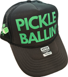 Exclusive SINGER22 Limited Edition Pickle Ballin' Trucker Hat in 6 colorways w Side Embroidered Raquets and Ball