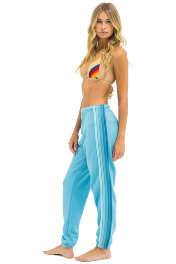 Aviator Nation 5 Stripe Sweatpants in AQUAMARINE/AQUA