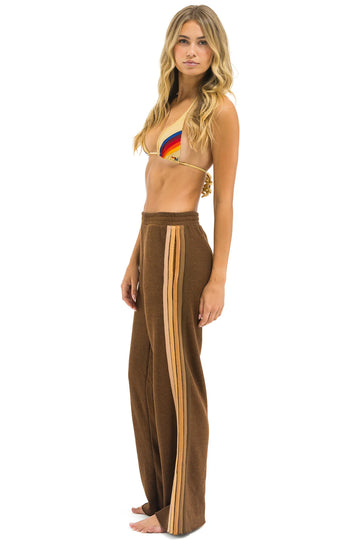 AVIATOR NATION WIDE LEG 5 STRIPE POCKET SWEATPANTS - CHOCOLATE/ESPRESSO