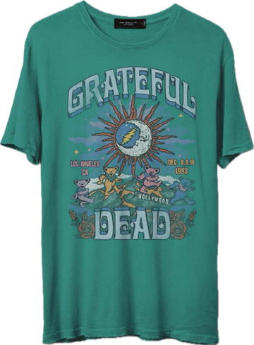 JUNKFOOD CLOTHING UNISEX GRATEFUL DEAD LOS ANGELES  VINTAGE TEE IN COLUMBIA GREEN