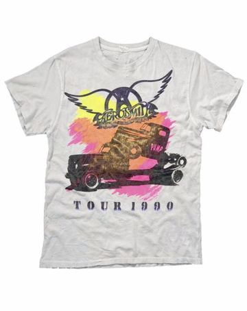 MADEWORN AEROSMITH 1990 UNISEX TEE IN VINTAGE WHITE