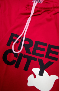 FREE CITY Large Sweatpants in Artyard Red / Cream