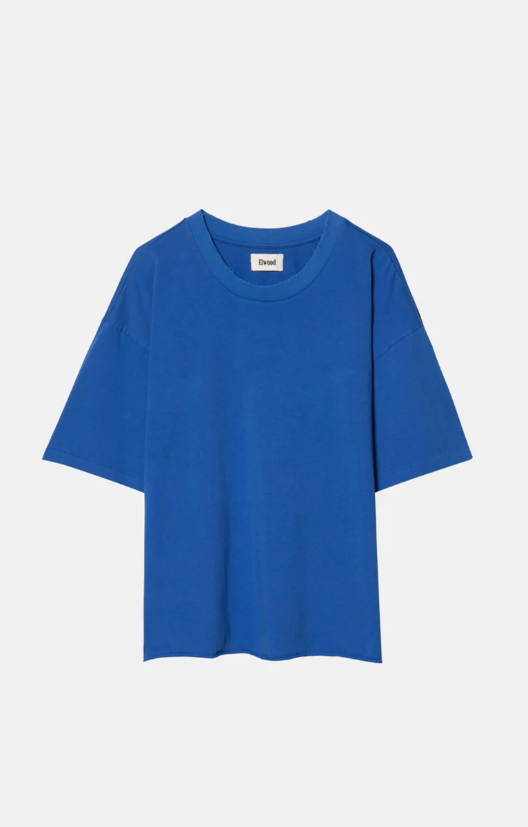 ELWOOD CLOTHING UNISEX OVERSIZED CROP CORE TEE IN VINTAGE COBALT
