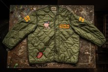 Load image into Gallery viewer, MADEWORN ROLLING STONES LINER JACKET IN WASHED ARMY