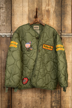 Load image into Gallery viewer, MADEWORN ROLLING STONES LINER JACKET IN WASHED ARMY