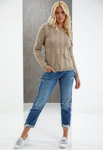 Brodie Cashmere Snake Foil Rolo Round Sweater