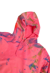 SINGER22 Exclusive OOAK22 Bleach and SprayPaint Hoodie In Neon Pink