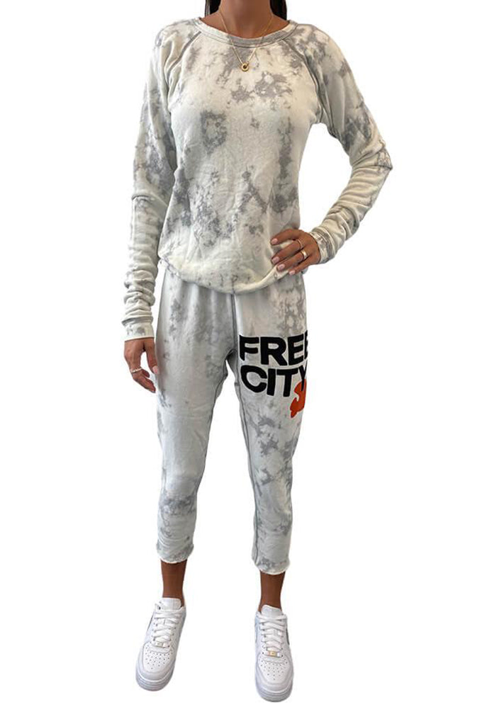 FREE CITY Superbleachout Rollups Sweatpants in Whitestorm SINGER22