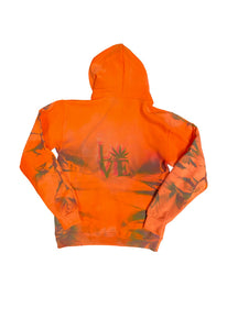SINGER22 Exclusive OOAK22 Bleached Orange Spray Paint Embellished Hoodie by 22Artist22
