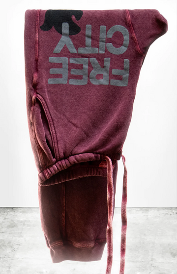 Free City SUPERFLUFF LUX VINTAGEBATH POCKET Unisex sweatpant - beet juice
