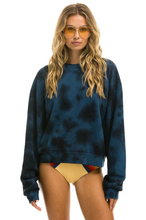 Load image into Gallery viewer, AVIATOR NATION HAND DYED UNISEX CREW SWEATSHIRT RELAXED - TIE DYE BLUE BLACK