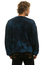 Load image into Gallery viewer, AVIATOR NATION HAND DYED UNISEX CREW SWEATSHIRT RELAXED - TIE DYE BLUE BLACK