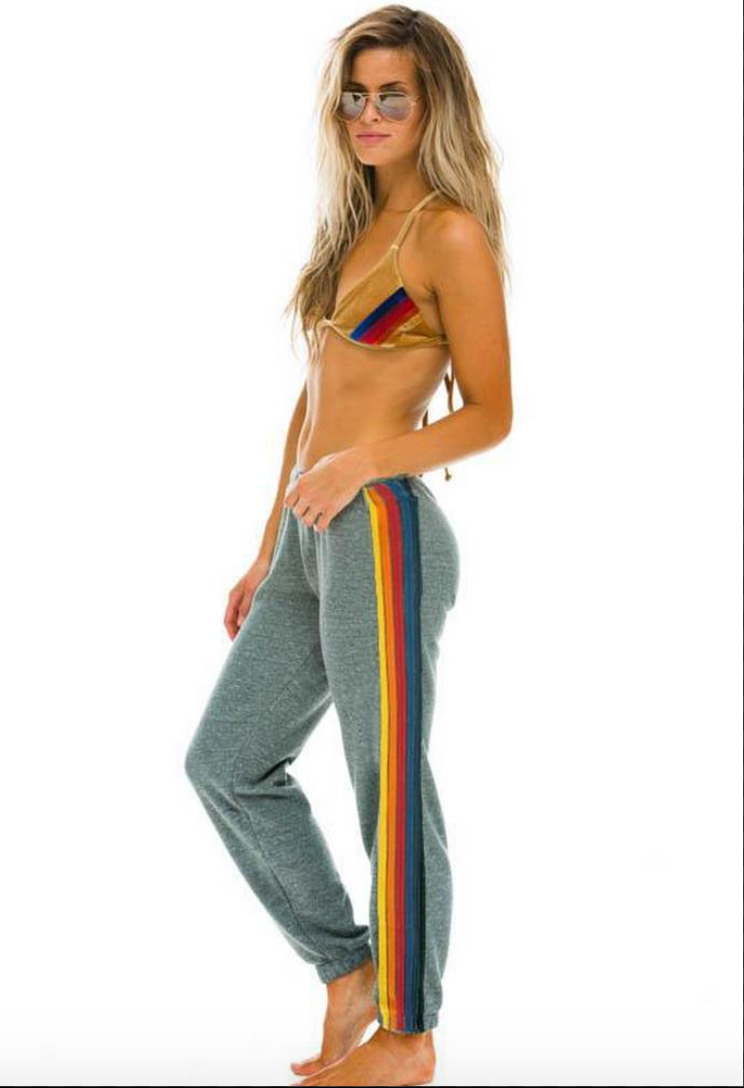 Aviator Nation 5 Stripe Sweatpants in Heather Grey SINGER22