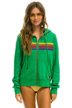 Load image into Gallery viewer, AVIATOR NATION 5 STRIPE UNISEX HOODIE - KELLY GREEN /YELLOW PURPLE