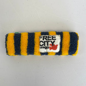 Free City Striped Sweatband in Yellow/Navy Stripe