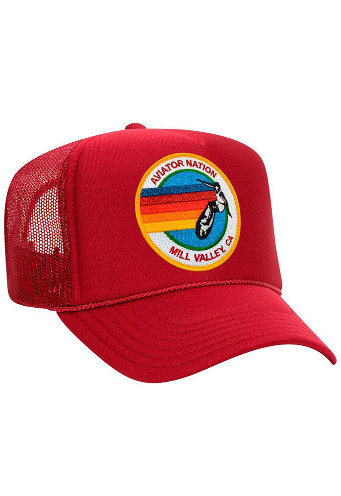 Aviator Nation Signature Vintage Low Rise Trucker Hat in Red
