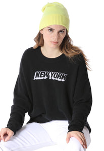 Minnie Rose Cashmere New York Intarsia Crew Sweater