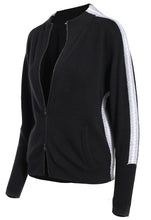 Load image into Gallery viewer, Minnie Rose Cashmere Sport Rib Stripe Track Zip Jacket