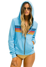 Load image into Gallery viewer, Aviator Nation 5 Stripe Zip Hoodie in Sky