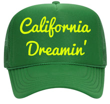 Load image into Gallery viewer, SINGER22 Exclusive California Dreamin’ Green/Neon Yellow Trucker Hat  with embroidery on sides and back