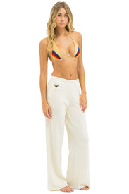 AVIATOR NATION WIDE LEG 5 STRIPE POCKET SWEATPANTS - VINTAGE WHITE/WHITE GREY