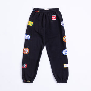 RILEY VINTAGE Black Side Patched Up Sweatpants PREORDER SHIPS WITHIN 2 WEEKS