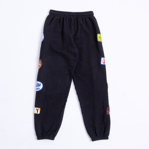 RILEY VINTAGE Black Side Patched Up Sweatpants PREORDER SHIPS WITHIN 2 WEEKS