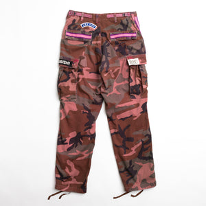 RILEY VINTAGE HOT PINK VINTAGE CAMO PANTS WITH PATCHES PREORDER SHIPS IN 2 WEEKS