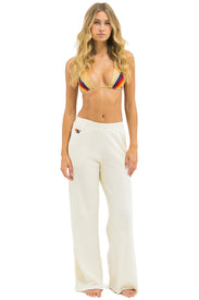 AVIATOR NATION WIDE LEG 5 STRIPE POCKET SWEATPANTS - VINTAGE WHITE/WHITE GREY