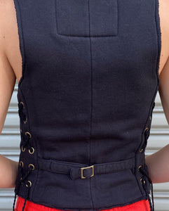 RILEY VINTAGE Lace-Up Sweatshirt Vest preorder ships in 2 weeks