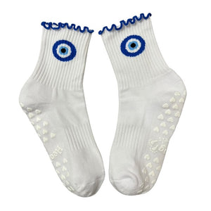 SINGER22 Exclusive Healing Heels Evil Eye Ruffle Socks