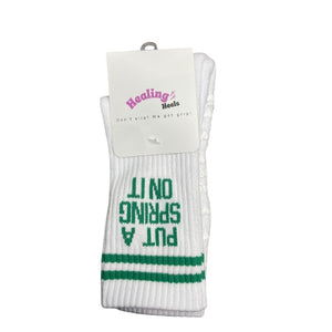 SINGER22 Exclusive Healing Heels Put A Spring On It Pilates Socks