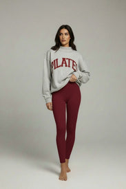 Healing Heels Reversible Pilates / Yoga Sweatshirt in Heather Grey/Burgundy