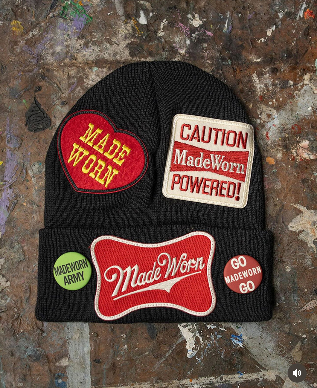 MADEWORN ARMY BEANIE IN BLACK