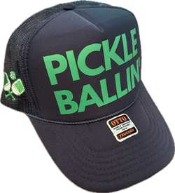 Exclusive SINGER22 Limited Edition Pickle Ballin' Trucker Hat in 6 colorways w Side Embroidered Raquets and Ball