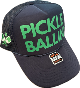 Exclusive SINGER22 Limited Edition Pickle Ballin' Trucker Hat in 6 colorways w Side Embroidered Raquets and Ball