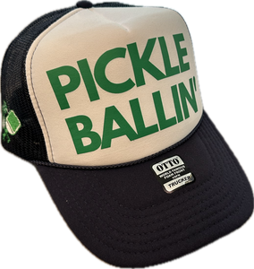 Exclusive SINGER22 Limited Edition Pickle Ballin' Trucker Hat in 6 colorways w Side Embroidered Raquets and Ball