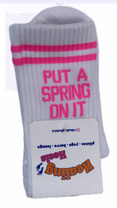 SINGER22 Exclusive Healing Heels Put A Spring On It Pilates Socks White/Neon Pink