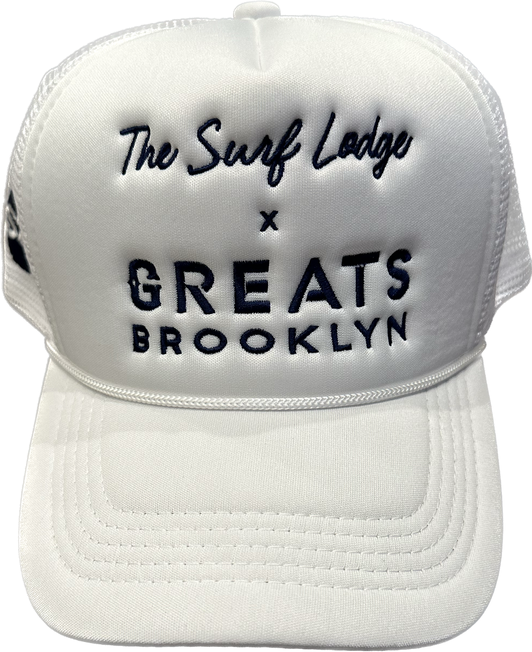 SINGER22 Exclusive SURF LODGE X GREATS BROOKLYN Collab WHITE TRUCKER HAT