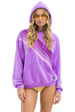 Load image into Gallery viewer, AVIATOR NATION UNISEX CROSS STRIPE PULLOVER UNISEX HOODIE RELAXED -NEON PURPLE