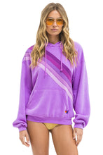 Load image into Gallery viewer, AVIATOR NATION UNISEX CROSS STRIPE PULLOVER UNISEX HOODIE RELAXED -NEON PURPLE