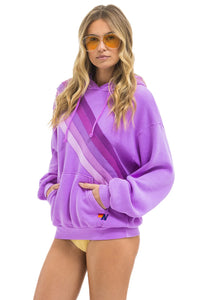 AVIATOR NATION UNISEX CROSS STRIPE PULLOVER UNISEX HOODIE RELAXED -NEON PURPLE