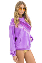 Load image into Gallery viewer, AVIATOR NATION UNISEX CROSS STRIPE PULLOVER UNISEX HOODIE RELAXED -NEON PURPLE