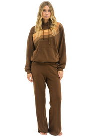 AVIATOR NATION WAVE STRIPE 4 PULLOVER HOODIE RELAXED - CHOCOLATE/ESPRESSO