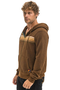 Aviator Nation 5 STRIPE UNISEX HOODIE - CHOCOLATE/ESPRESSO
