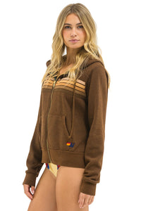 Aviator Nation 5 STRIPE UNISEX HOODIE - CHOCOLATE/ESPRESSO
