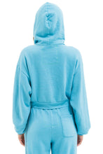 Load image into Gallery viewer, AVIATOR NATION 5 STRIPE CROPPED ZIP HOODIE RELAXED - AQUAMARINE/AQUA