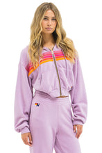 Load image into Gallery viewer, AVIATOR NATION 5 STRIPE CROPPED ZIP HOODIE RELAXED - MAUVE // MAGENTA ORANGE